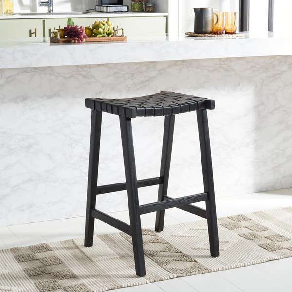 Safavieh Abreu Rectangle Barstool - Black | Bar Stools | Modishstore