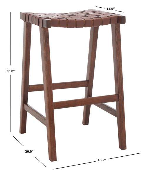 Safavieh Abreu Rectangle Barstool - Cognac | Bar Stools | Modishstore - 4