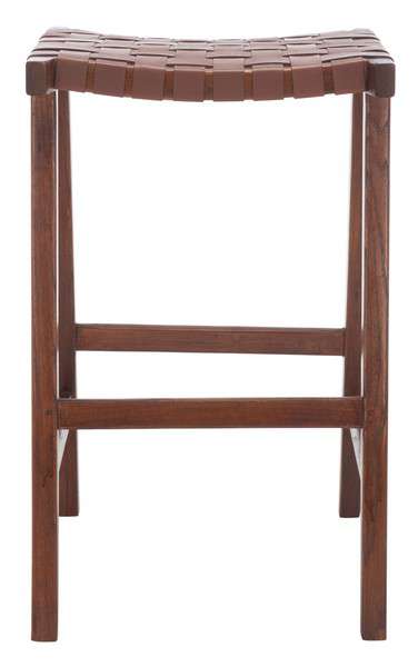 Safavieh Abreu Rectangle Barstool - Cognac | Bar Stools | Modishstore - 2