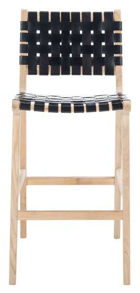 Safavieh Adah Leather Bar Stool - Black | Bar Stools | Modishstore - 2