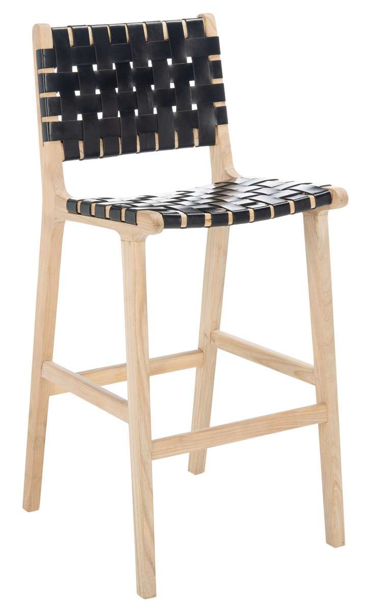 Safavieh Adah Leather Bar Stool - Black | Bar Stools | Modishstore - 3