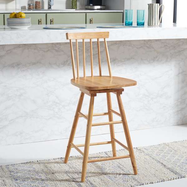 Safavieh Quai Swivel Counter Stool - Natural | Counter Stools | Modishstore