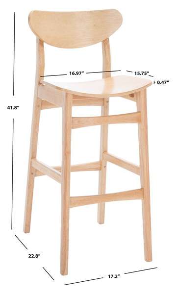 Safavieh Thaxton Bar Stool Set Of 2 - Natural | Bar Stools | Modishstore - 4