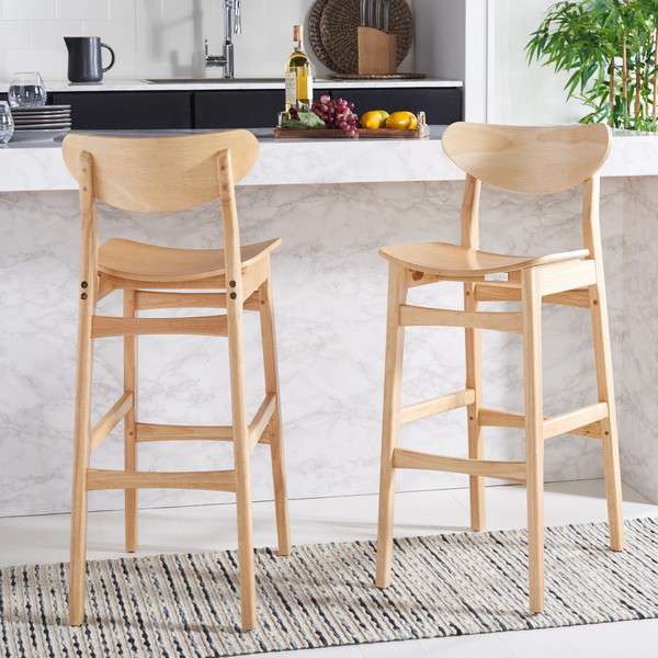 Safavieh Thaxton Bar Stool Set Of 2 - Natural | Bar Stools | Modishstore