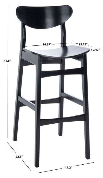 Safavieh Thaxton Bar Stool Set Of 2 - Black | Bar Stools | Modishstore - 4