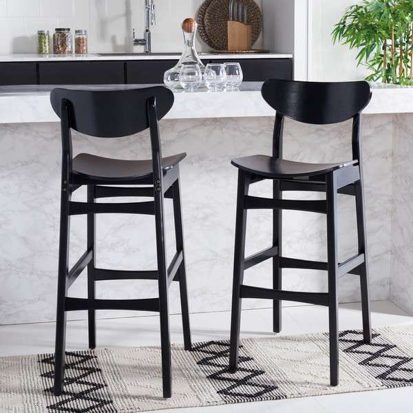 Safavieh Thaxton Bar Stool Set Of 2 - Black | Bar Stools | Modishstore