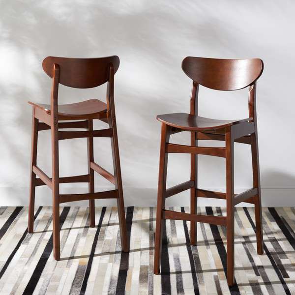 Safavieh Thaxton Bar Stool Set Of 2 - Walnut | Bar Stools | Modishstore