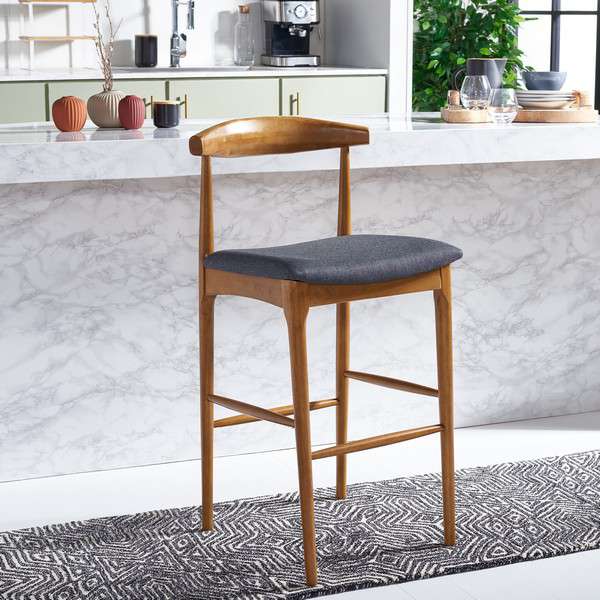 Safavieh Lionel Retro Bar Stool - Walnut | Bar Stools | Modishstore