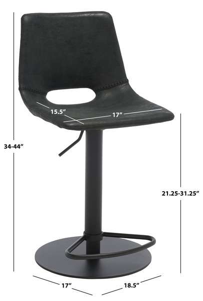 Safavieh Freya Gas Lift Bar Stool - Black | Bar Stools | Modishstore - 4