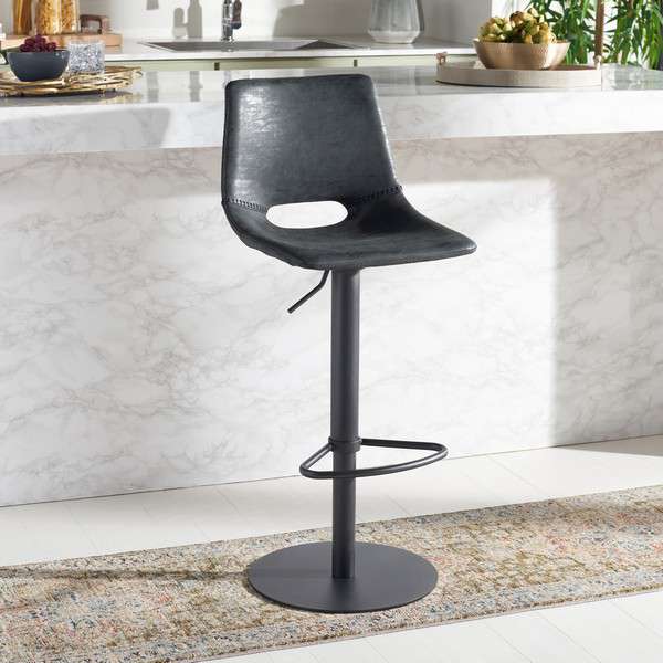 Safavieh Freya Gas Lift Bar Stool - Black | Bar Stools | Modishstore