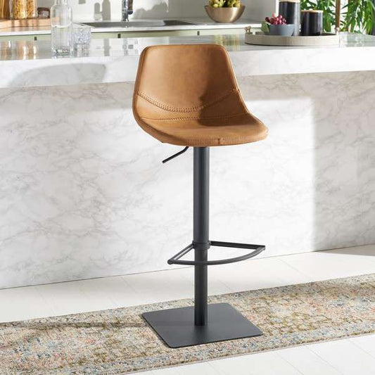 Safavieh Kynlee Gas Lift Barstool - Cognac | Bar Stools | Modishstore