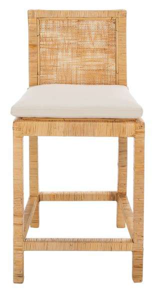 Safavieh Tojo Cane Counter Stool W/ Cushion - Natural | Counter Stools | Modishstore