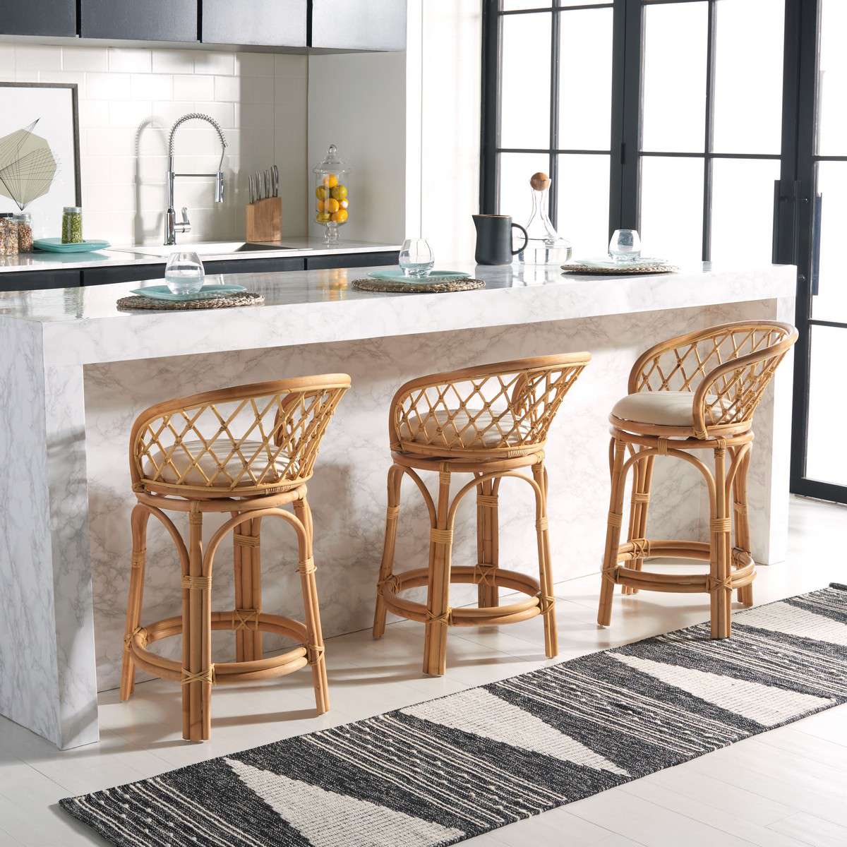 Counter stool rattan hot sale