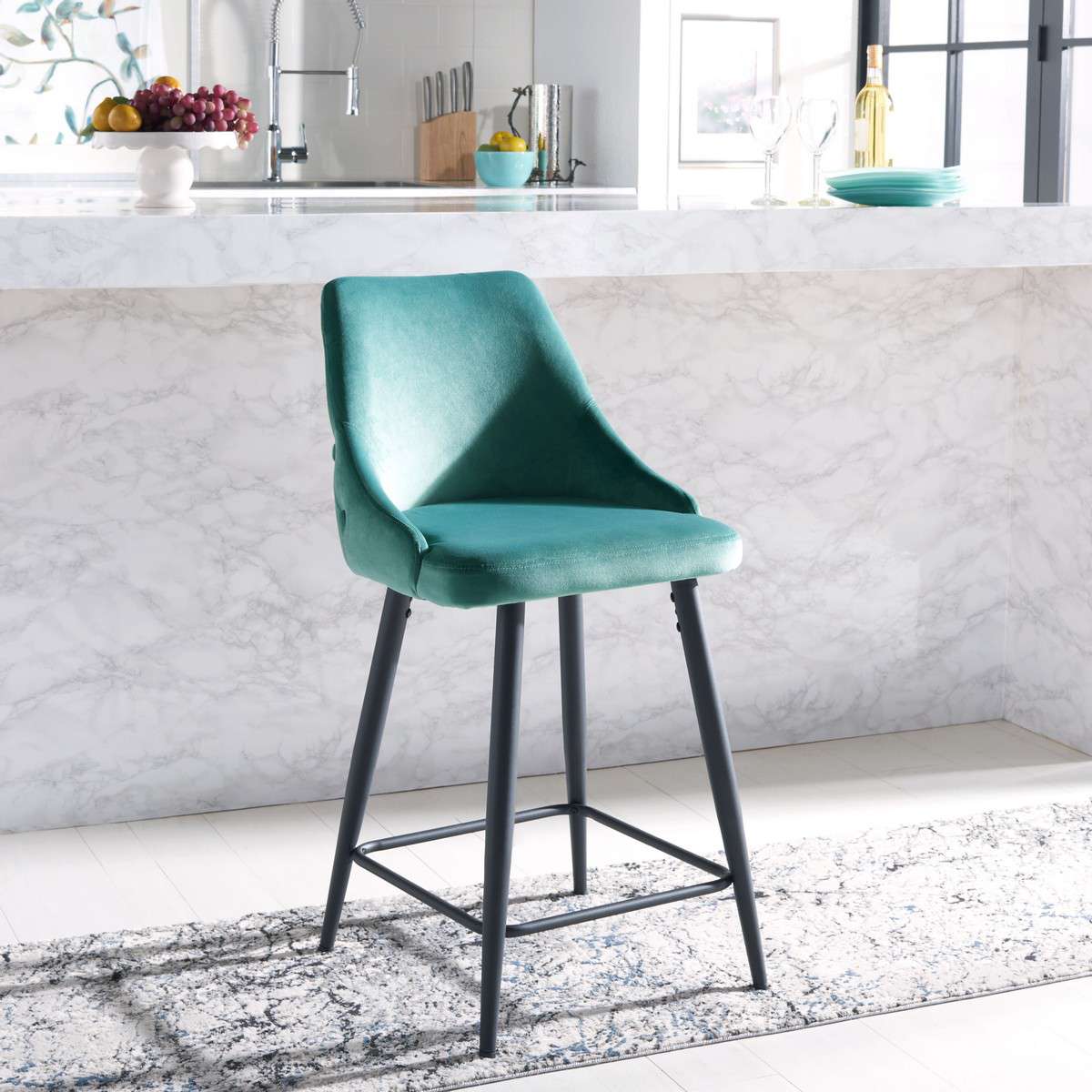 Safavieh Kelsey Counter Stool - Seafoam | Counter Stools | Modishstore