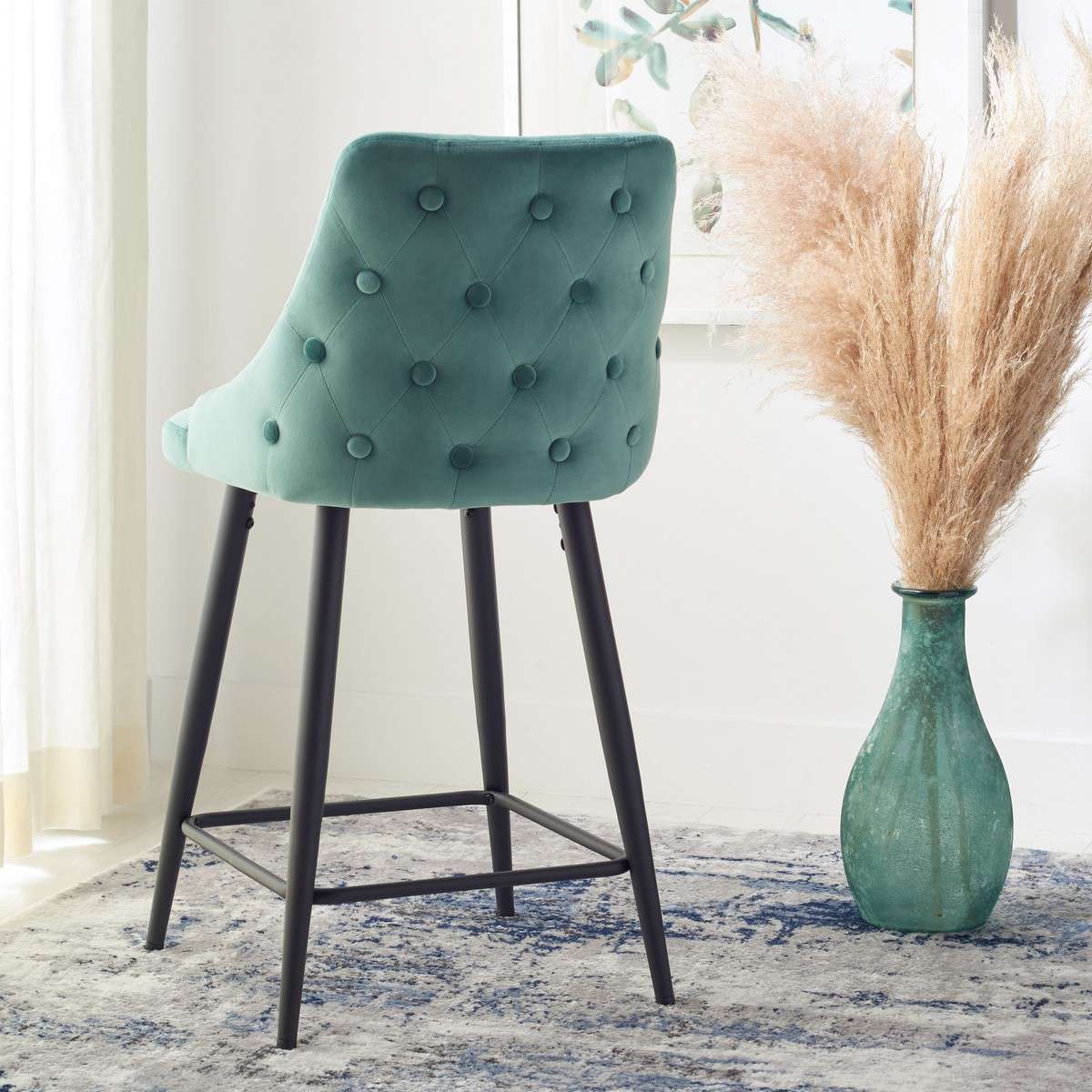 Safavieh Kelsey Counter Stool - Seafoam | Counter Stools | Modishstore - 4