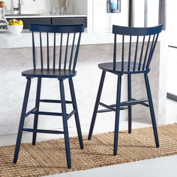 Safavieh Providence Bar Stool Set Of 2 - Navy | Bar Stools | Modishstore