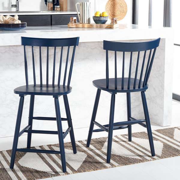 Safavieh Providence Counter Stool Set Of 2 - Navy | Counter Stools | Modishstore