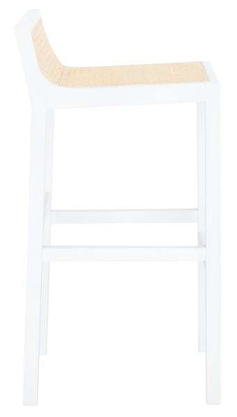 Safavieh Saito Low Back Cane Bar Stool - White | Bar Stools | Modishstore - 2