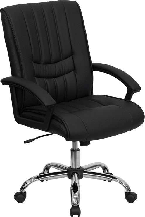 Flash Furniture Mid-Back Black Leather Swivel Manager's Chair | Office Chairs | Modishstore - 1