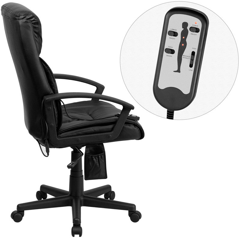 Flash Furniture BT-9578P-GG High Back Massaging Black Leather Executive Swivel Office Chair | Office Chairs | Modishstore-4