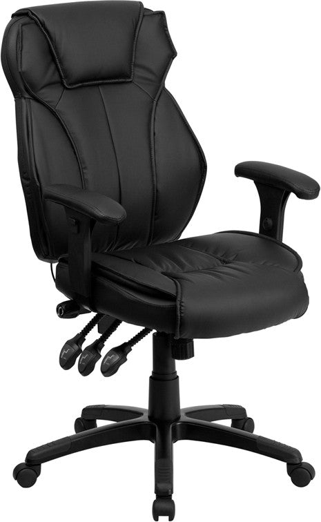 Flash Furniture High Back Black Leather Executive Swivel Office Chair With Triple Paddle Control And Lumbar Support Knob | Office Chairs | Modishstore - 1