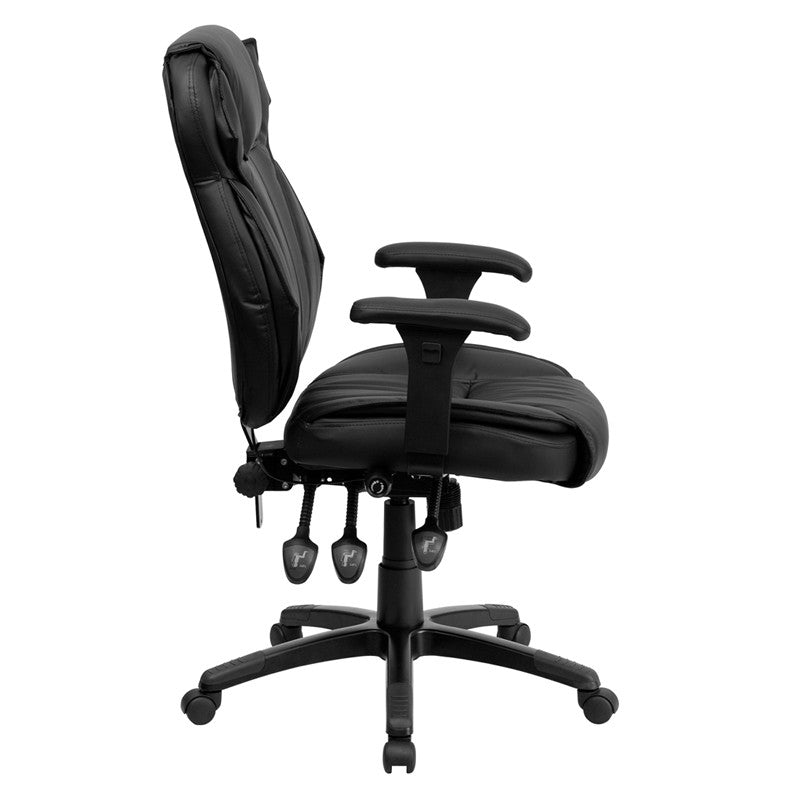 Flash Furniture High Back Black Leather Executive Swivel Office Chair With Triple Paddle Control And Lumbar Support Knob | Office Chairs | Modishstore - 3