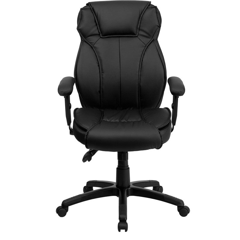 Flash Furniture High Back Black Leather Executive Swivel Office Chair With Triple Paddle Control And Lumbar Support Knob | Office Chairs | Modishstore - 4