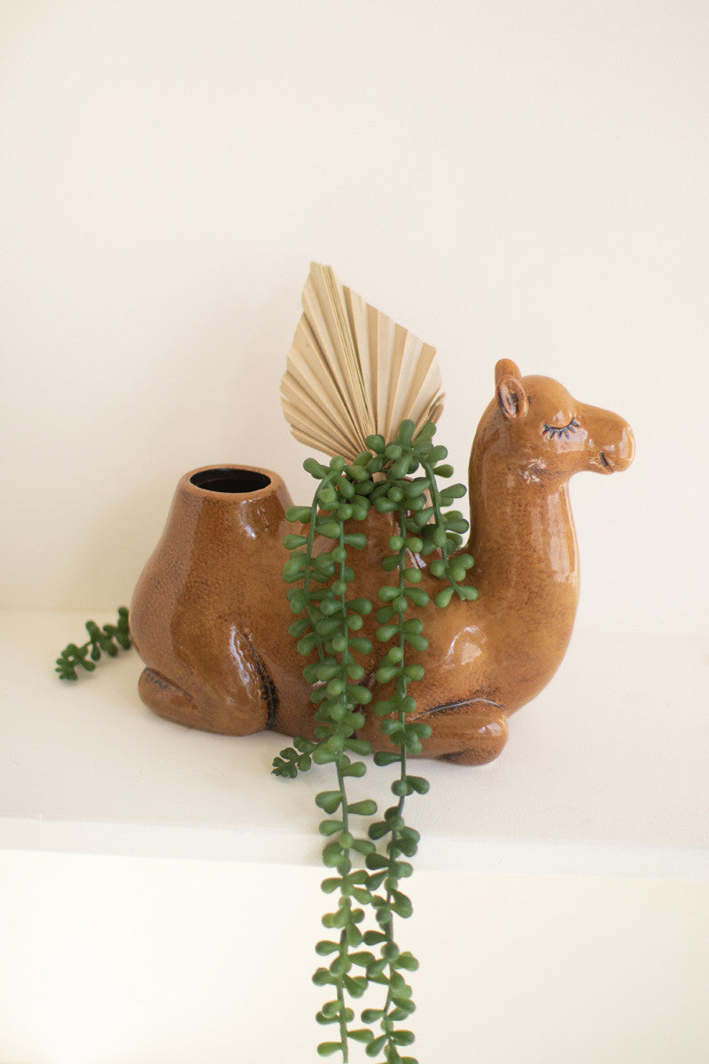 Ceramic Camel Planter - Brown | Planters, Troughs & Cachepots |  Modishstore 