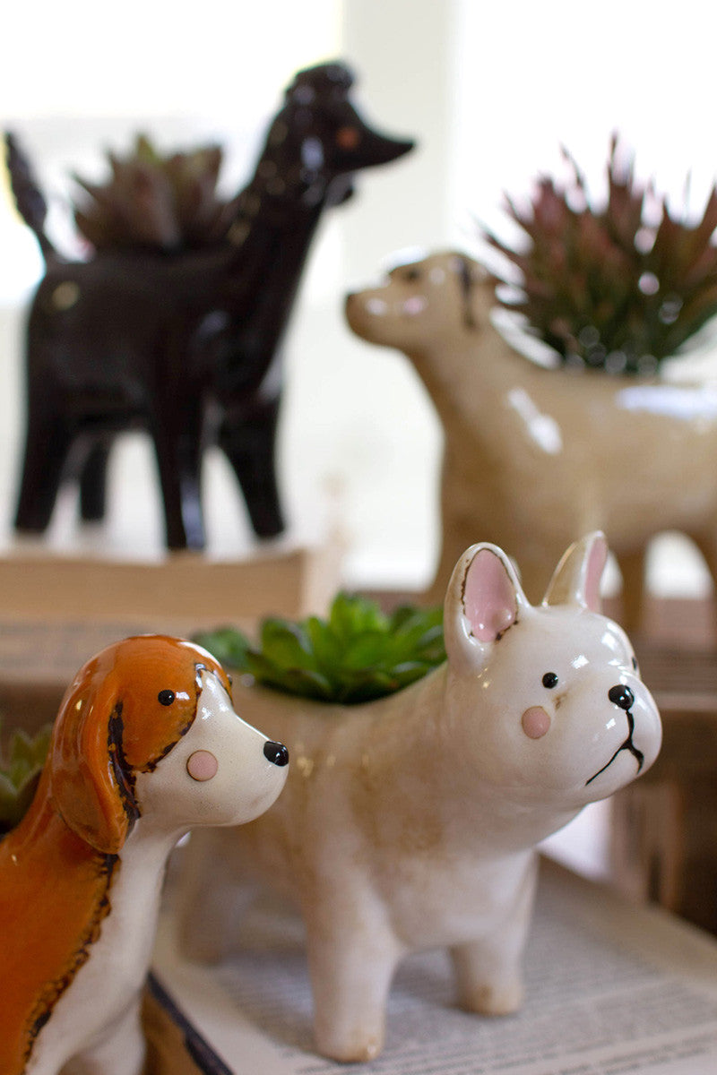 Ceramic Dog Planters Set Of 5 By Kalalou | Planters, Troughs & Cachepots | Modishstore - 3