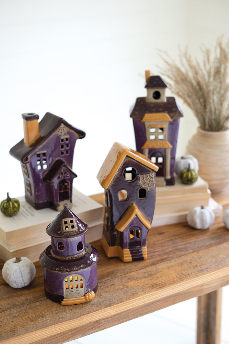 Set Of Four Ceramic Halloween Village By Kalalou | Decor | Modishstore