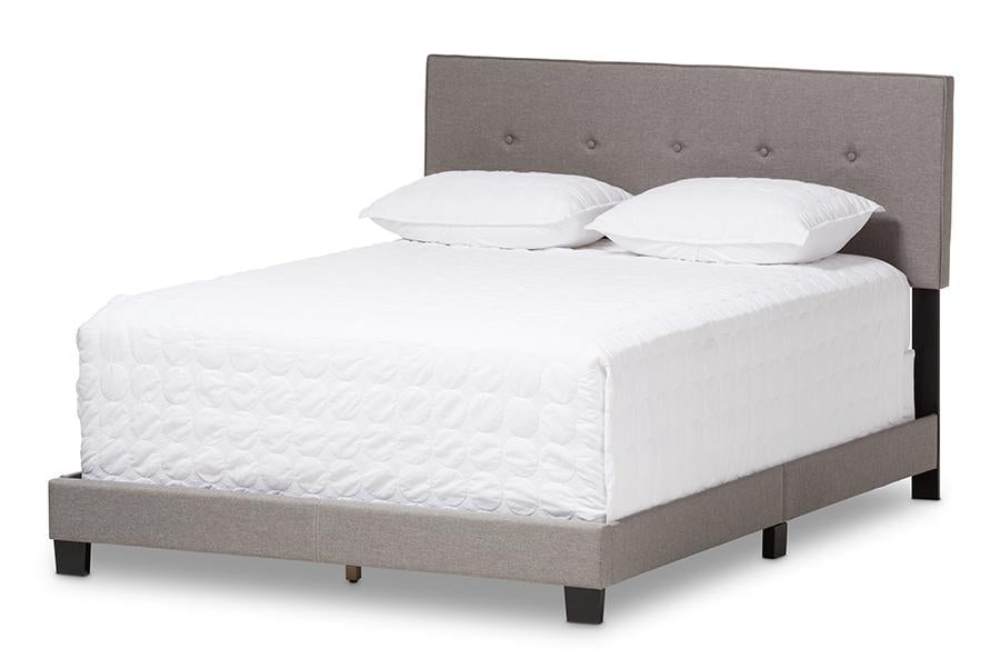 baxton studio hampton modern and contemporary light grey fabric upholstered full size bed | Modish Furniture Store-2