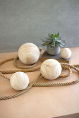 Natural Wooden Spheres - One Each Size Set Of 4 By Kalalou