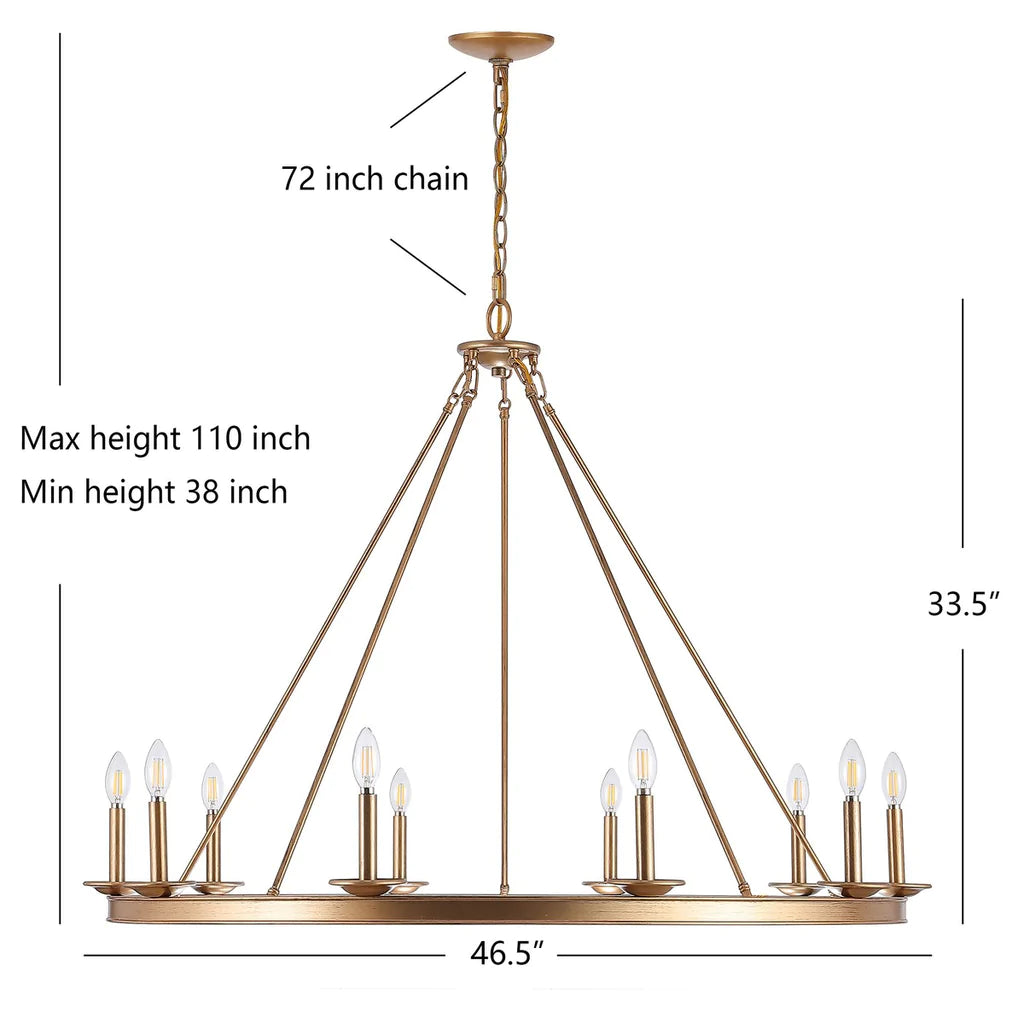 Safavieh Telta 10Lt Chandelier - Gold Painted | Chandeliers | Modishstore - 3