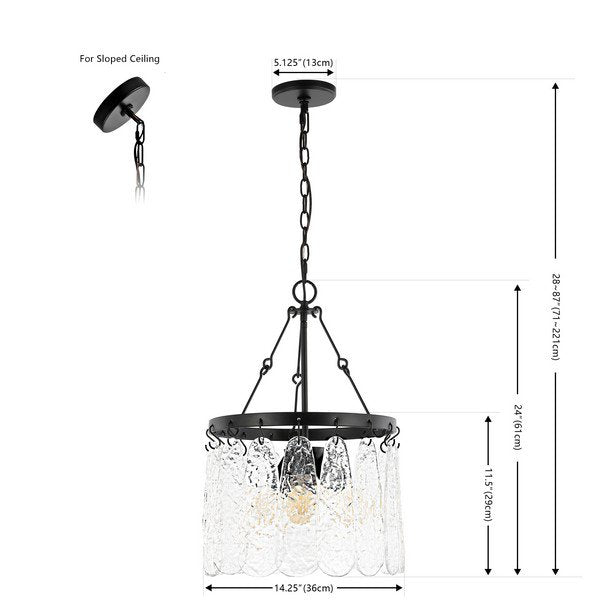 Safavieh Thryssa, 3 Light, 15 Inch, Black/Clear, Iron/Glass Chandelier - Black | Chandeliers | Modishstore - 3