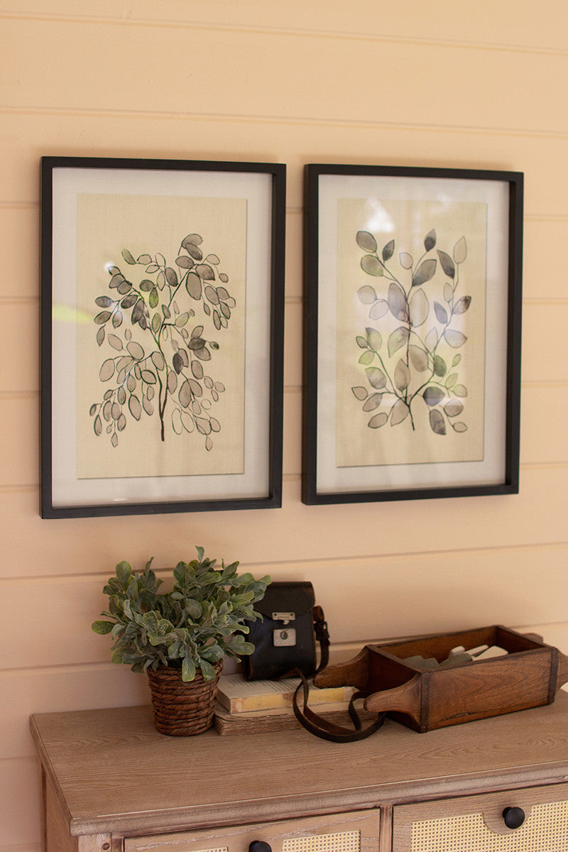 Framed Black Leaves Prints W Glass Set Of 2 By Kalalou | Wall Decor |  Modishstore  - 2