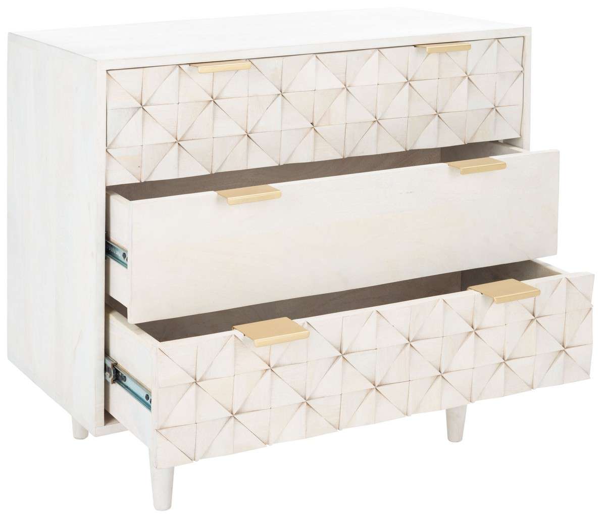 Safavieh Zinnia 3 Drawer Chest - White Wash | Drawers | Modishstore - 3