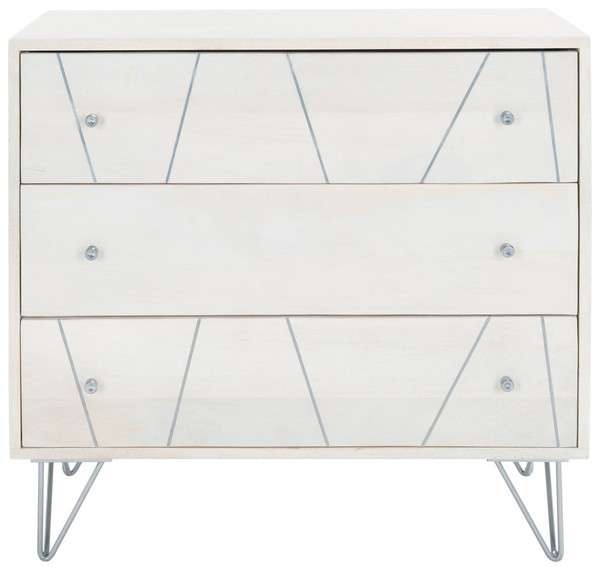 Safavieh Marigold 3 Drawer Chest - White Wash Silver | Drawers | Modishstore - 2