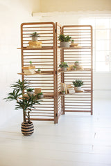 Folding Wooden Screen With Three Shelves By Kalalou