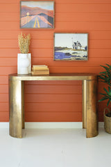 Oval Antique Brass Console Table By Kalalou