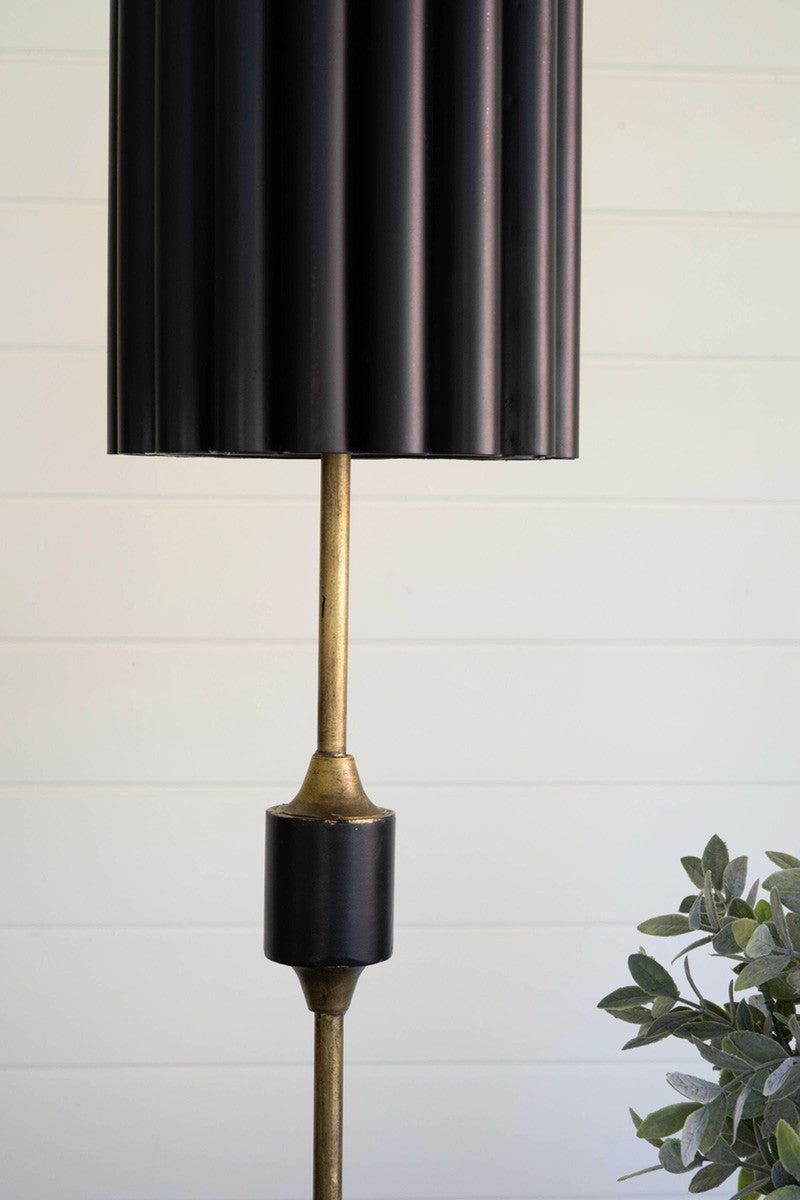 Antique Gold Table Lamp With Fluted Black Metal Shade By Kalalou | Table Lamps | Modishstore - 2