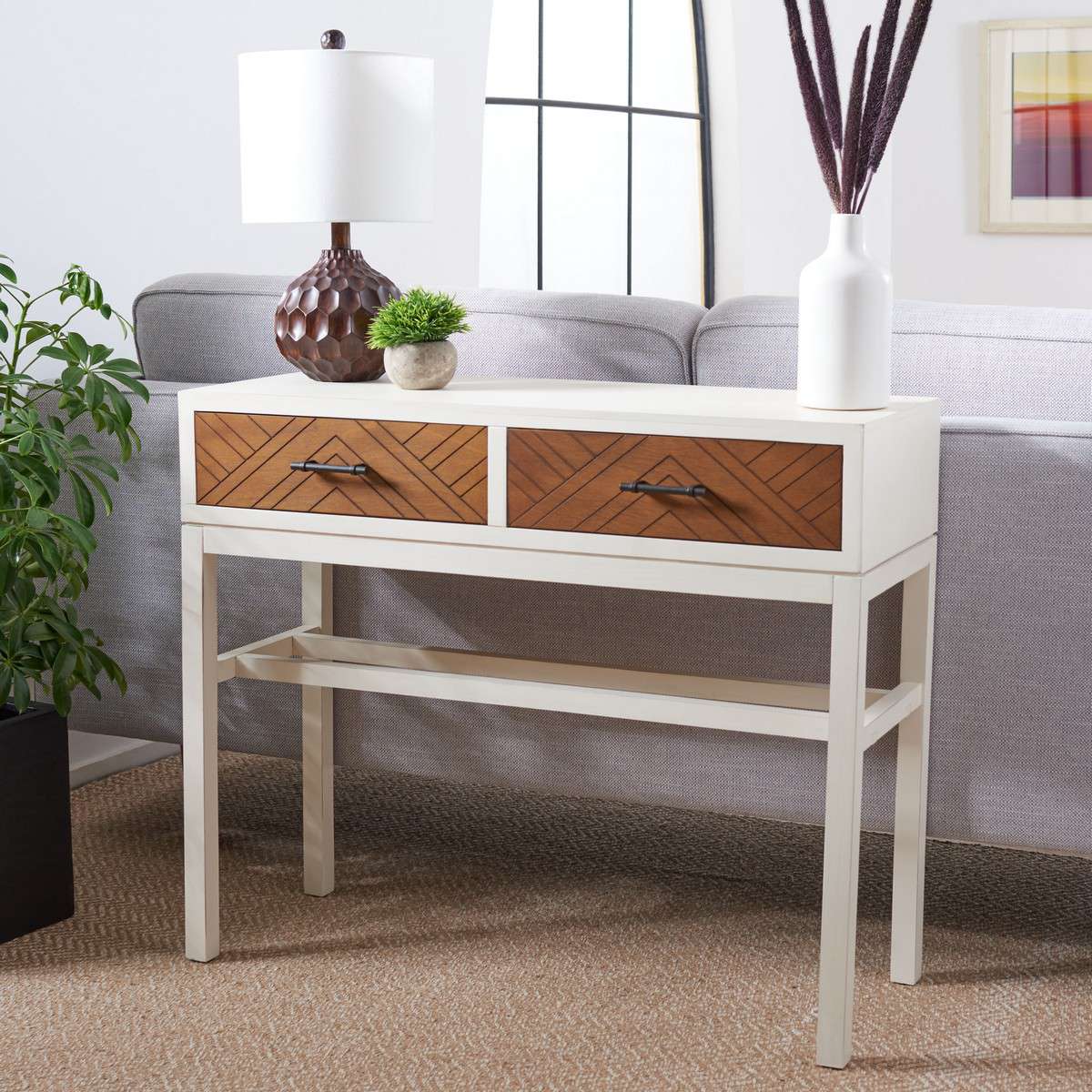 Safavieh Ajana 2 Drawer Console - Distressed White W | Console Tables | Modishstore - 4