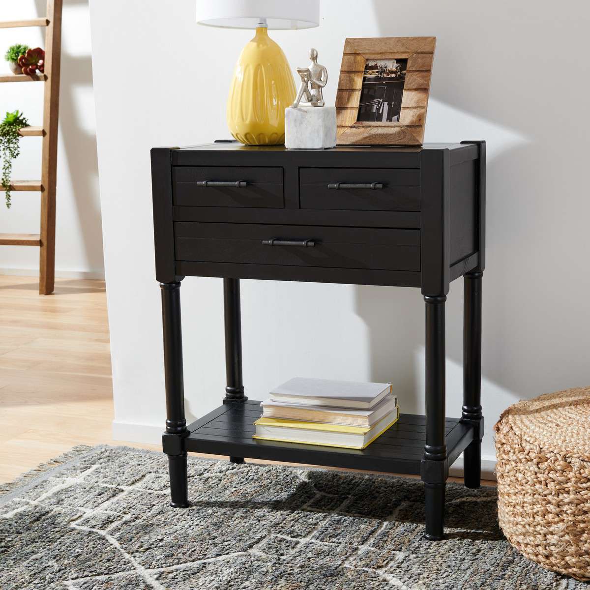 Safavieh Filbert 3 Drawer Console Table - Black | Console Tables | Modishstore