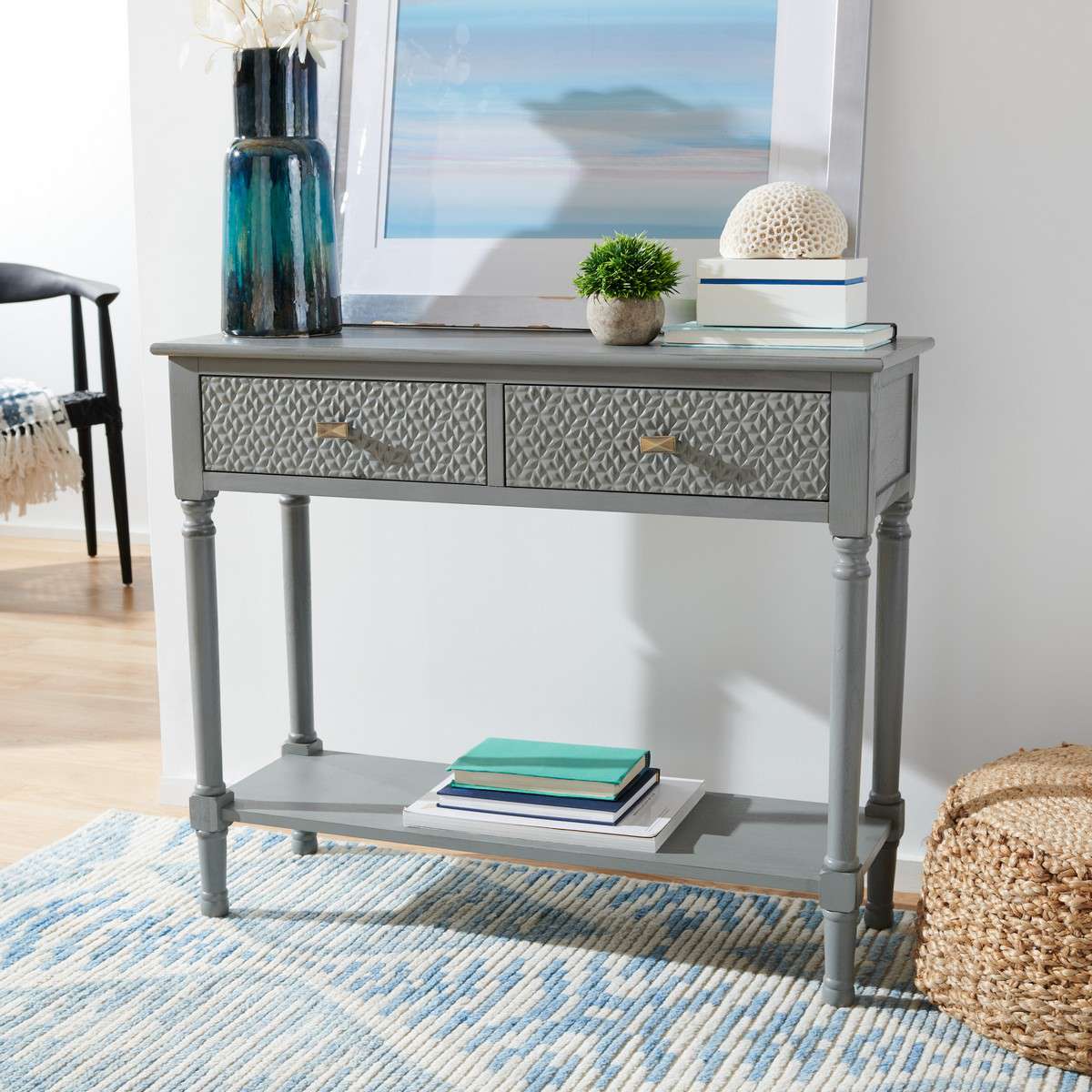 Safavieh Halton 2Drw Console Table - Distressed Gray | Console Tables | Modishstore