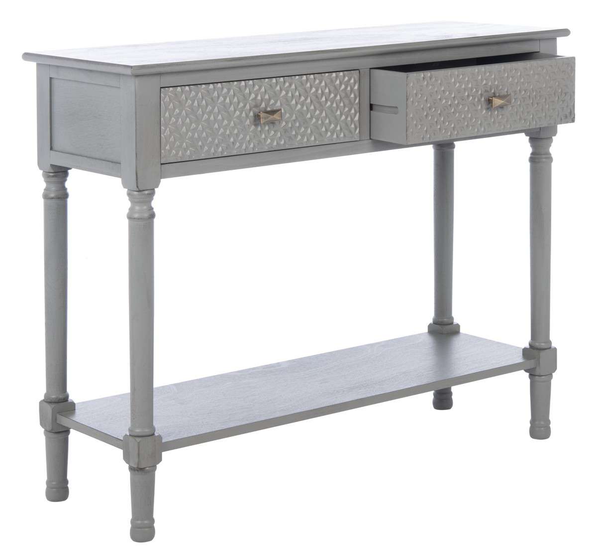 Safavieh Halton 2Drw Console Table - Distressed Gray | Console Tables | Modishstore - 3