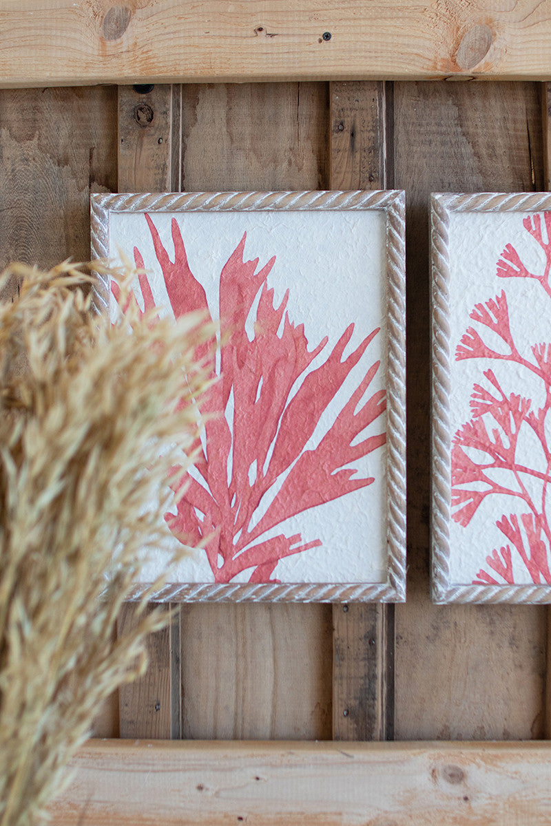 Coral prints with wooden frames Set Of 4 By Kalalou-2