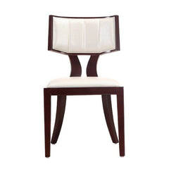 Manhattan Comfort Pulitzer Pearl White and Walnut Faux Leather Dining Chair (Set of Two)