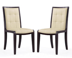 Manhattan Comfort Executor Cream and Walnut Faux Leather Dining Chairs (Set of Two)