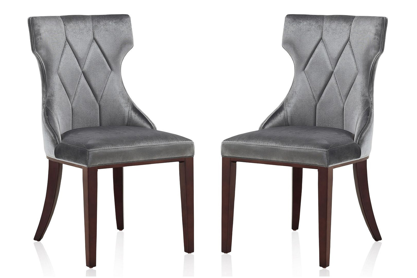 Manhattan Comfort Reine Black and Walnut Velvet Dining Chair (Set of Two) | Dining Chairs | Modishstore - 5