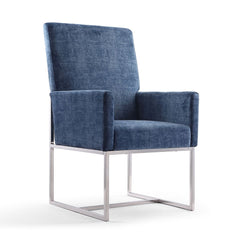 Manhattan Comfort Element Blue Velvet Dining Armchair