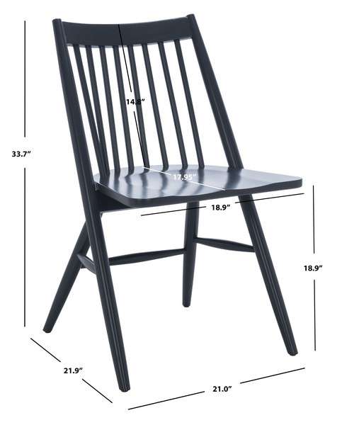 Safavieh Wren 19"H Spindle Dining Chair Set Of 2 - Dark Gray | Dining Chairs | Modishstore - 3